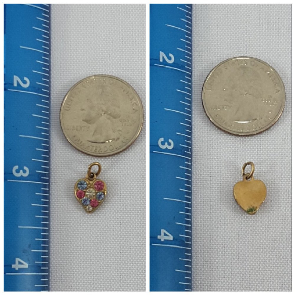 Multi-Colored Rhinestone Heart Pendant. - Picture 3 of 8